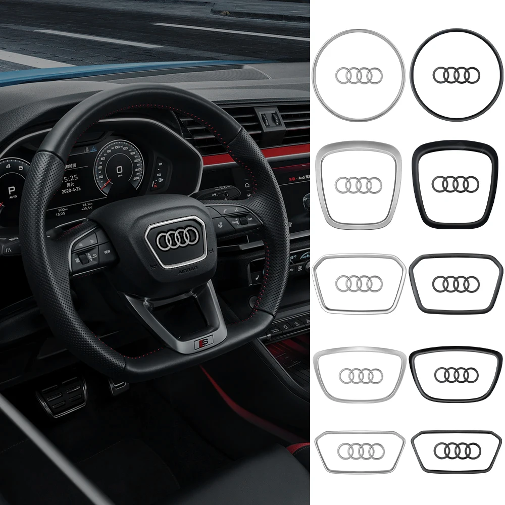 Car Steering Wheel Decoration Ring Trim Cover Stickers For Audi A3 A7 Q3 Q7 Q5 E-TRON A8 A7L Q6 Q8 SQ5 Q5L A4L A6L A5 A8L