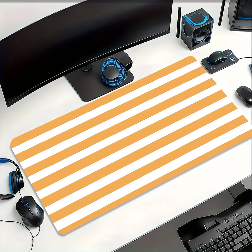 MacaronColored Fine Horizontal Stripe Mouse Pad Non-slip Lockedge Gaming Desktop MousePad Large Thickened Comfort Office Student