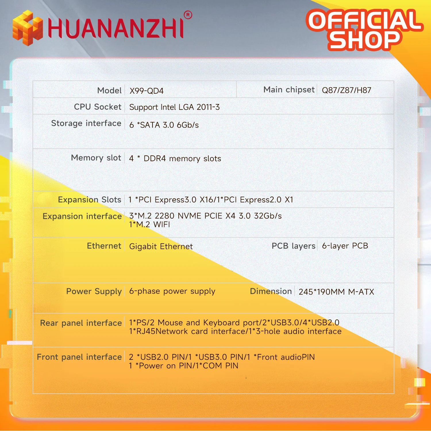 HUANANZHI X99 QD4 LGA 2011-3 XEON X99 Motherboard Intel E5 2640 2666 2670 2696 V3 V4 support DDR4 RECC NON-ECC Memory NVME SATA