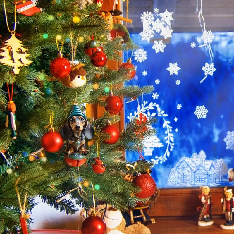 Albero di natale ornamenti appesi bassotto 2D ciondoli a forma di cane per la casa decorazioni a tema cane di natale regali di natale di capodanno