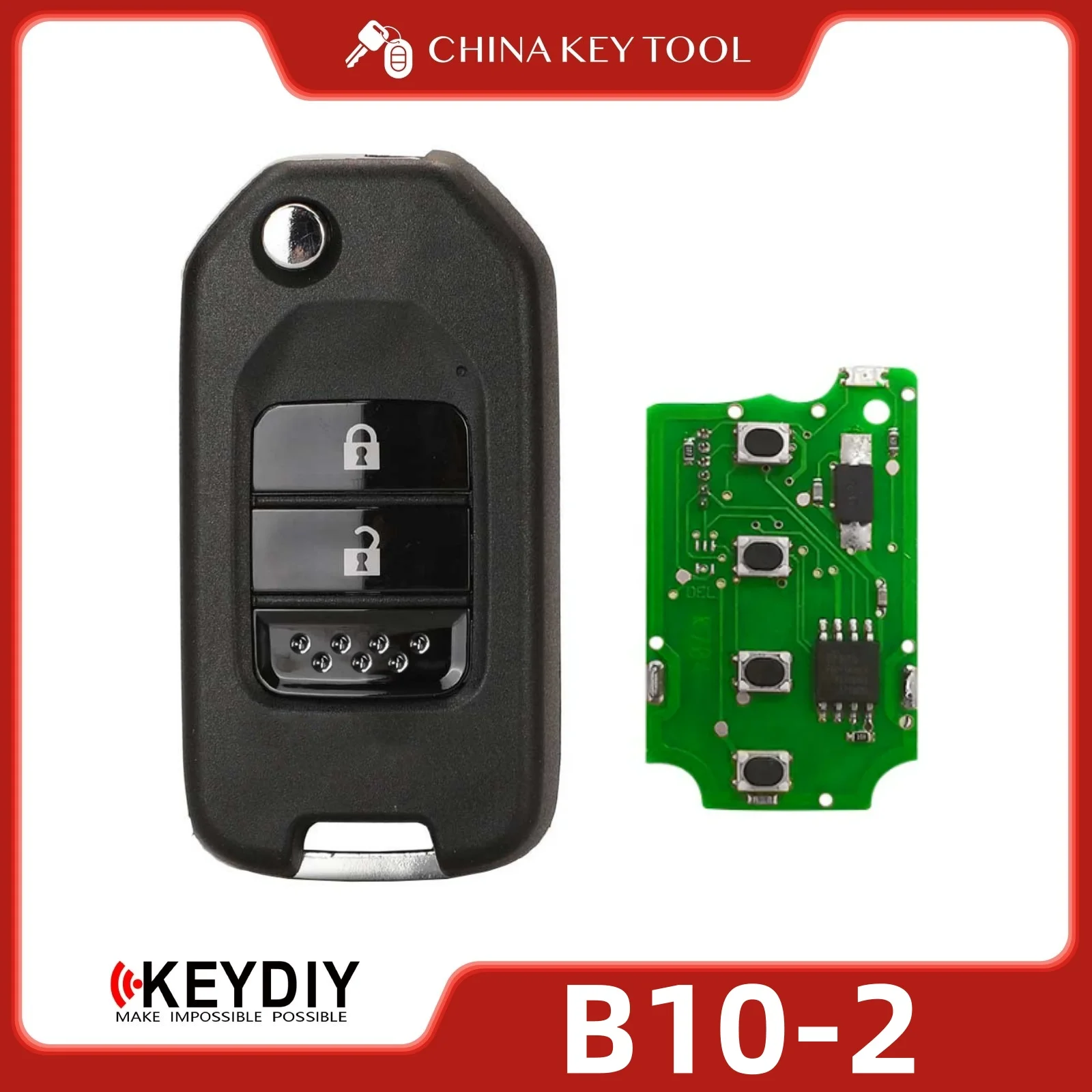 

Универсальный выкидной ключ-пульт KEYDIY KD B10-2 с 2 кнопками, совместимый с Honda
