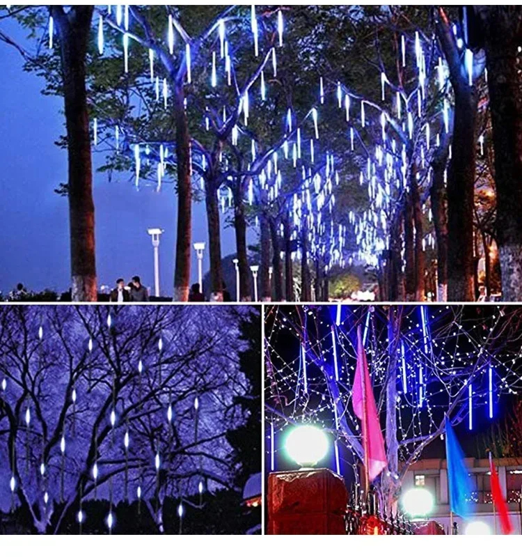 45cm Meteor Shower 8 LED Tubes Waterproof 5V USB Warm Blue RGB LED String Lights for Outdoor Holiday Christmas Tree Decoration