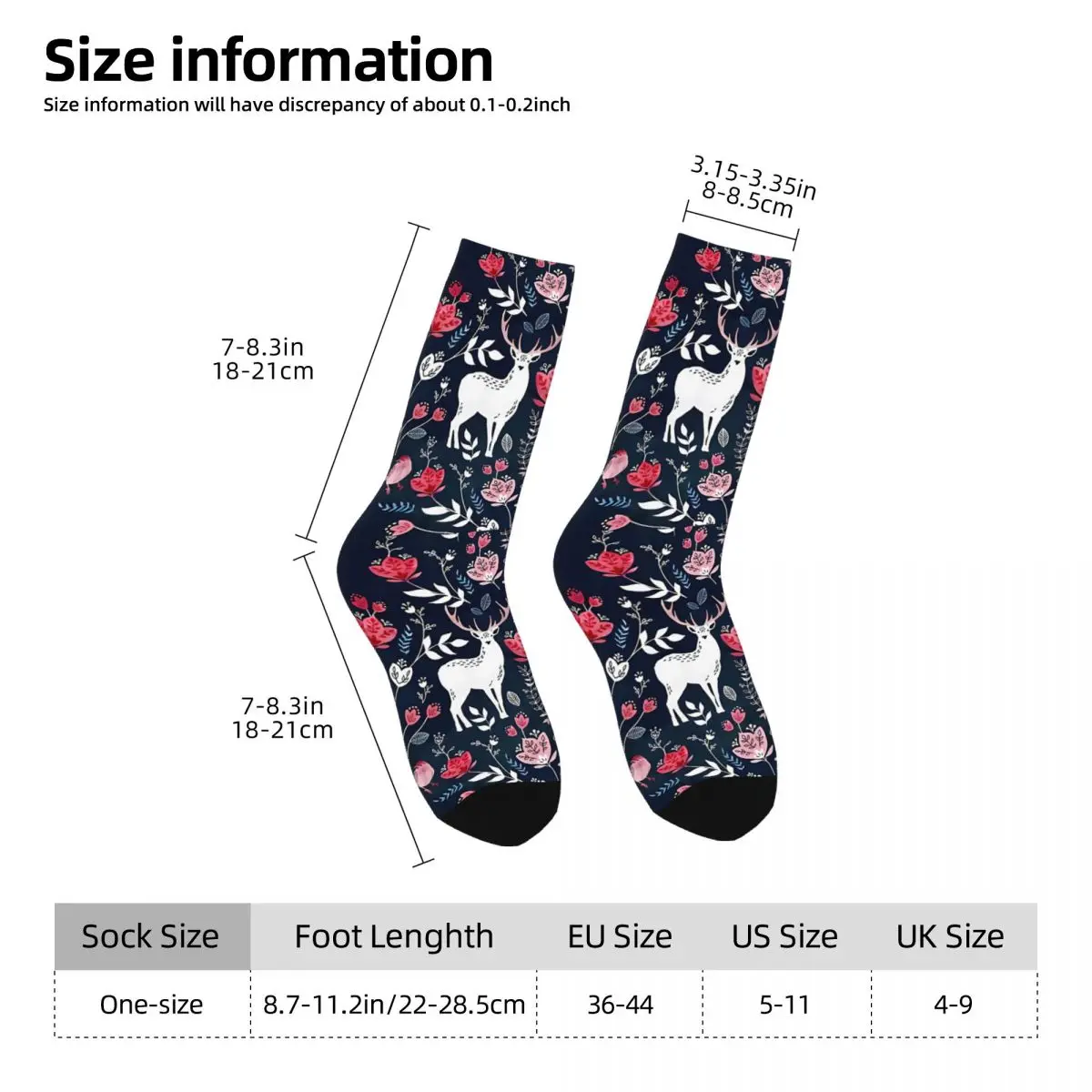 Elk Deer Sock Printed Man Polyester