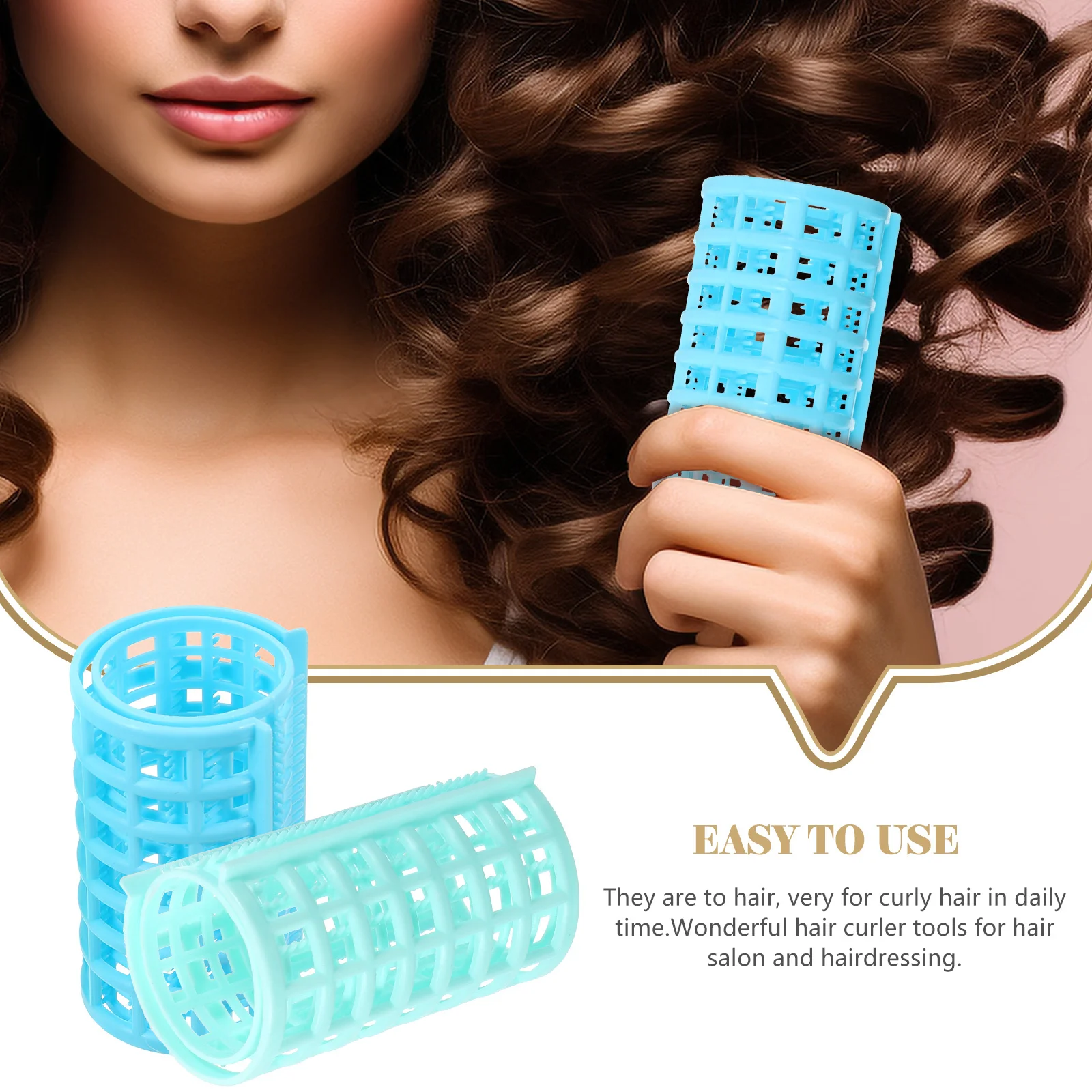 

12pcs Hair Curlers Abs Lightweight Portable Styling Tool For Long Short Hair Self-Adhesive Rollers Salon Use Curling Styling