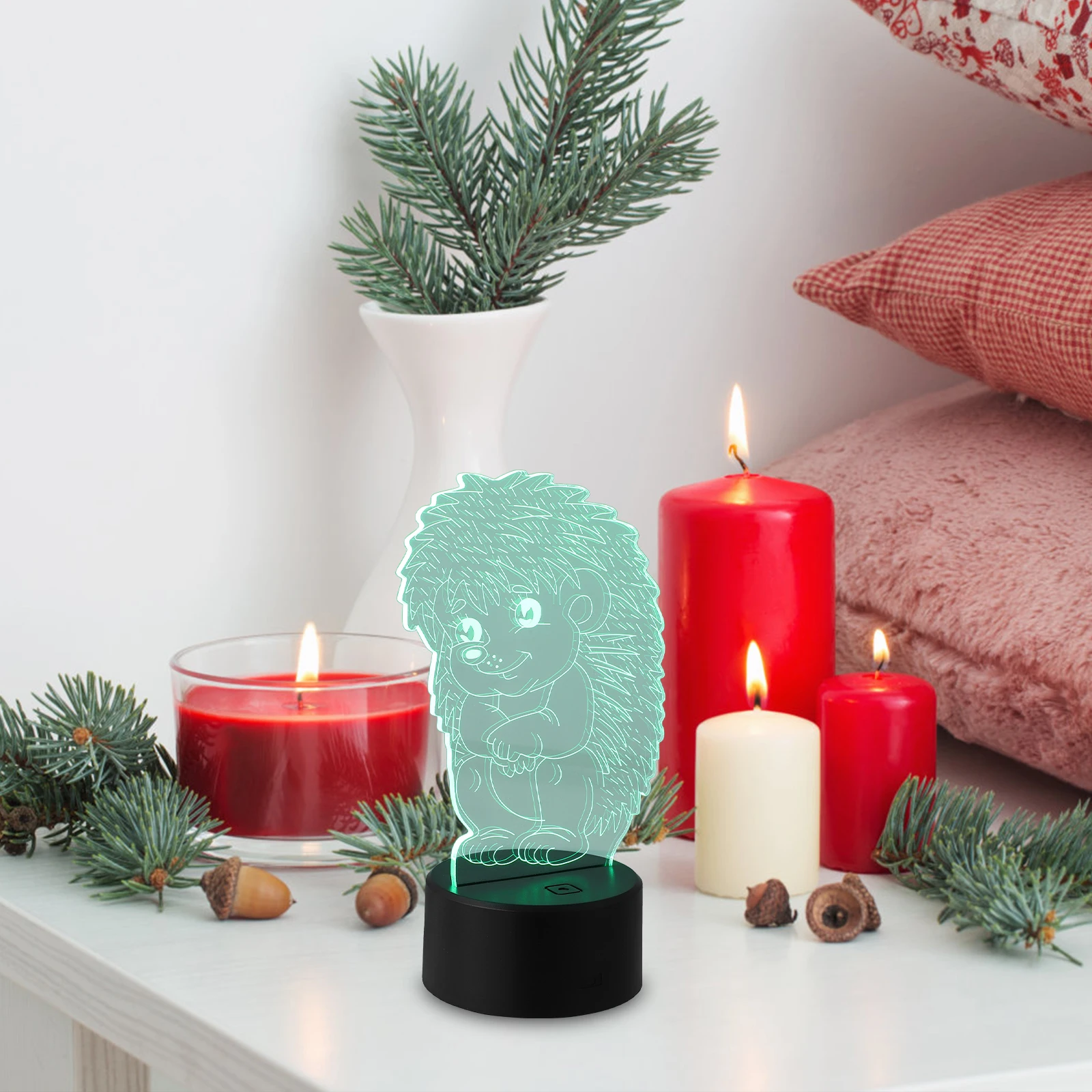 

3 D Night Light Hedgehog Family Lamp Women Lets Lights 3D Bedroom Decorative LED Remote Control