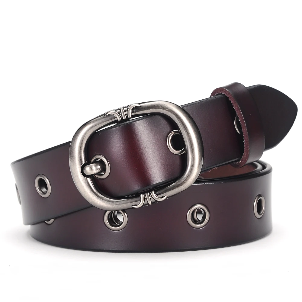 Women Leather Belt  Hollow Out Belt Pin Buckle NEW Female Waistband Length:95-110cm Width:2.8cm Black\Coffee\Red\White