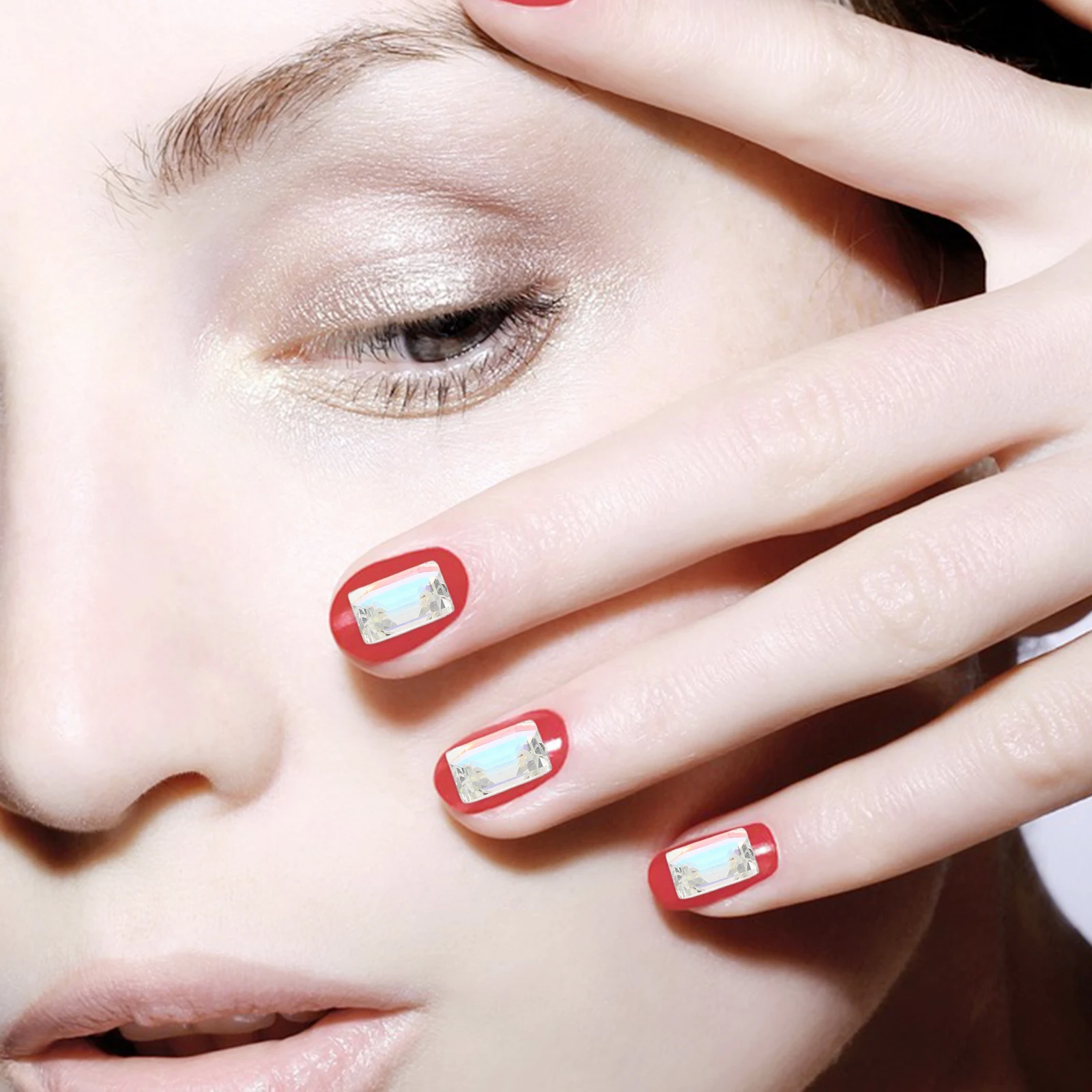 

30Pcs Crystal Nail Art Decorations Rectangular Sugarcut Rhinestones Clear Ultra Shiny Nails Gems Bulk for Salon DIY