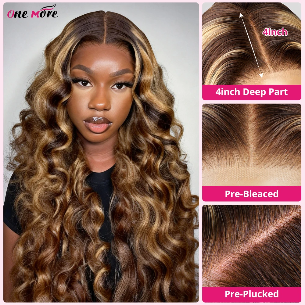 

Парик One More Highlight P4 27 Loose Body Wave для женщин, плотность 350, 13x4, прозрачный кружевной фронт, из натуральных человеческих волос, естественный вид