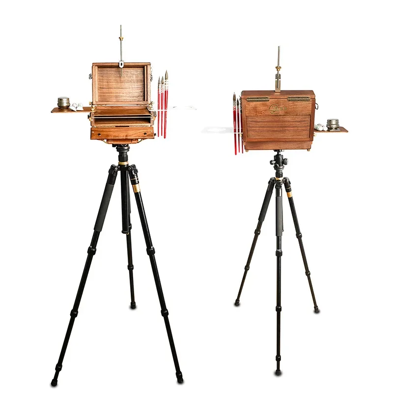 

Black walnut watercolor box art outdoor sketching portable retractable tripod removable picture box