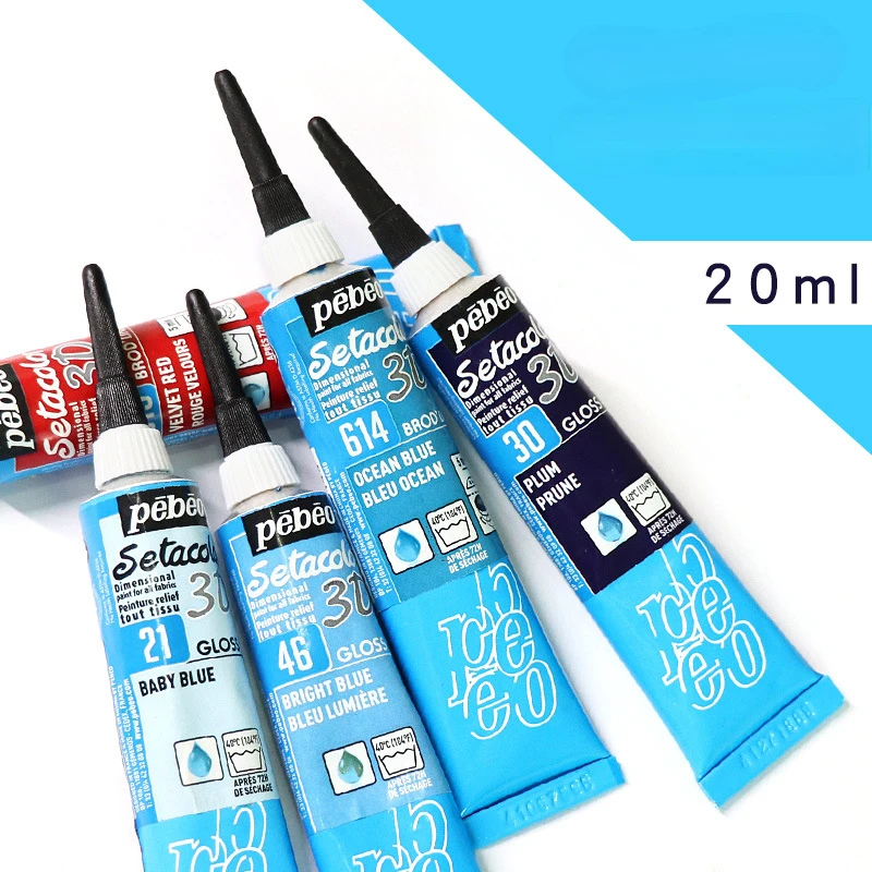 

Pebeo 3D Fabric Three-dimensional Hook Line Brush Diy Hand-painted Textile Fiber Acrylic Paint Does Not Fade 20ml