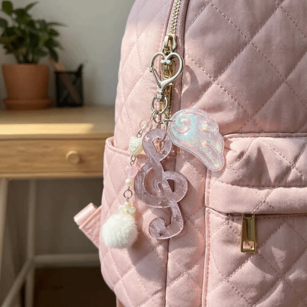 Acrylic Material Music Note Keychain Polka Dot Pattern Star Shape Ita Bag Charm Stripe Pattern Creative Cartoon Key Holder Party