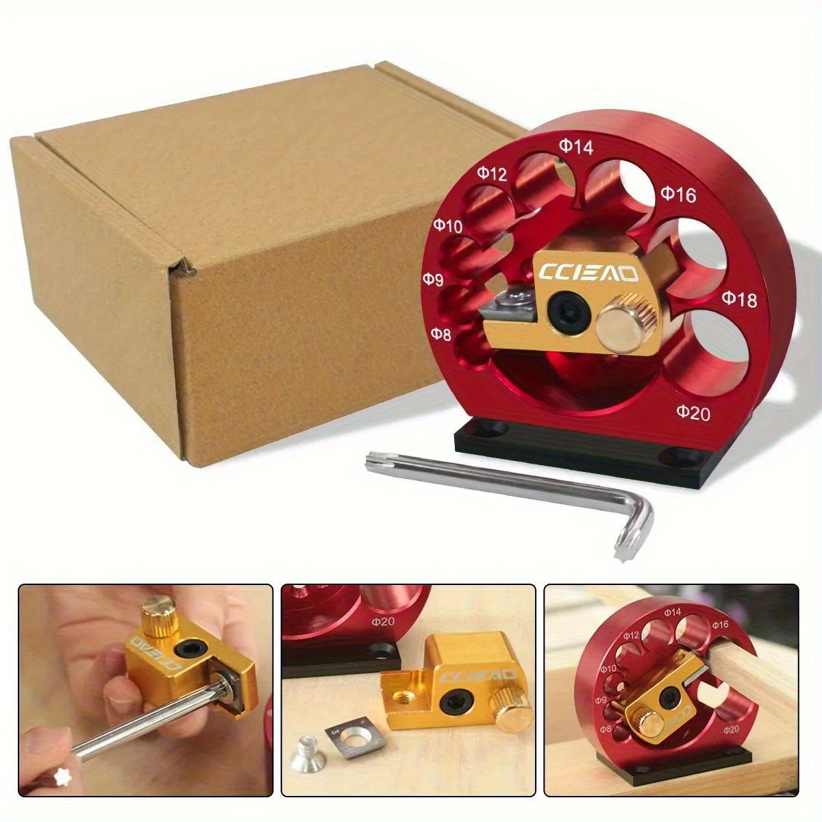 8-Hole Adjustable Dowel Maker Jig Kit with Nail & Blade Set, 8-20mm Woodworking Milling Tool for Round Rods and Tenons