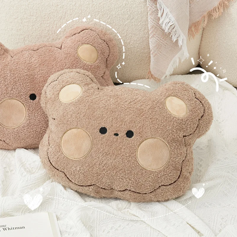 Steam Velvet Three-dimensional Bear Pillow Cartoon Cute Living Room Sofa Cushion Office Soft Waist Support Lumbar Backrest