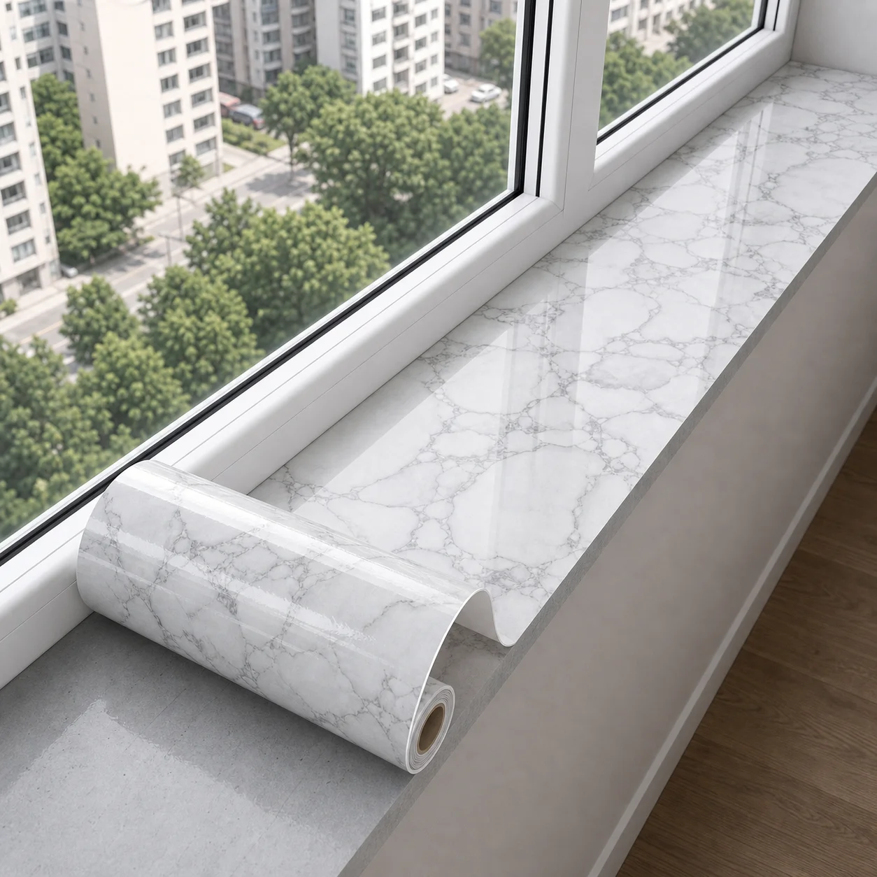 Waterproof Moisture-Proof Marble-Patterned Self-Adhesive Greaseproof Sticker Suitable For Window Sill And Door Sill Renovation.