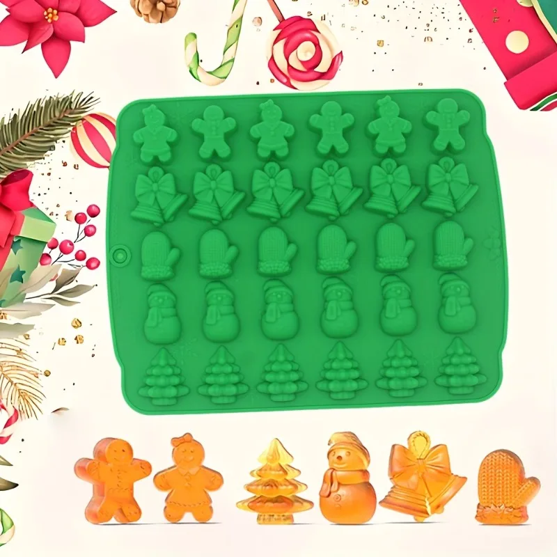 1pc Mini Weihnachtsbaum Schneemann Handschuh Gelee Pudding Silikon Form Lebkuchen für Mann Glocke Schokolade Süßigkeiten Gummibärchen Dessert Cookie