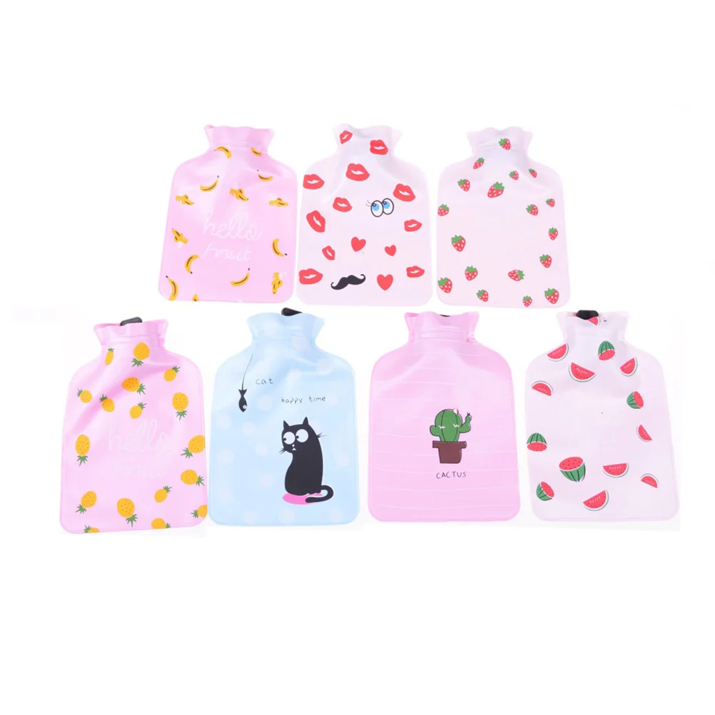 Cartoon Hand Warm Water Bottle Cute Mini Hot Water Bottles Small Portable Hand Warmer Water Injection Storage Bag Tools