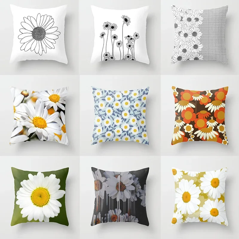 

Hipster Little Daisy Geometric Cushion Cover Modern Nordic Fashion Simple Pillows Case Livingroom Fresh Decorative Throw Pillows