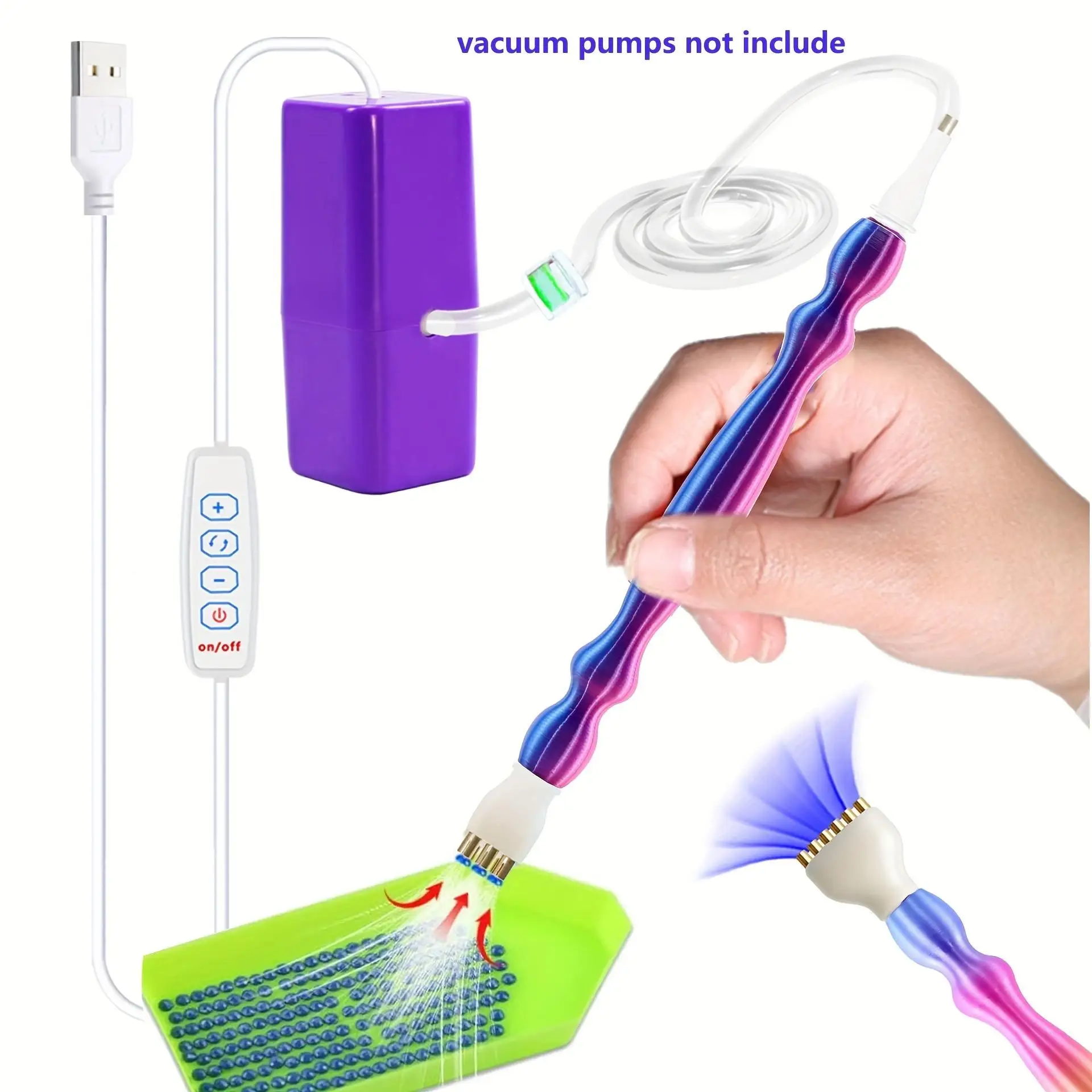 7Pcs Adult Vacuum Diamond Art Pen Kit Replacement Screw-On Diamond Pens with Filter and 1m Silicone Tubes and Multi-Tip Pens (1/1/3/6 Tip Heads) view 5