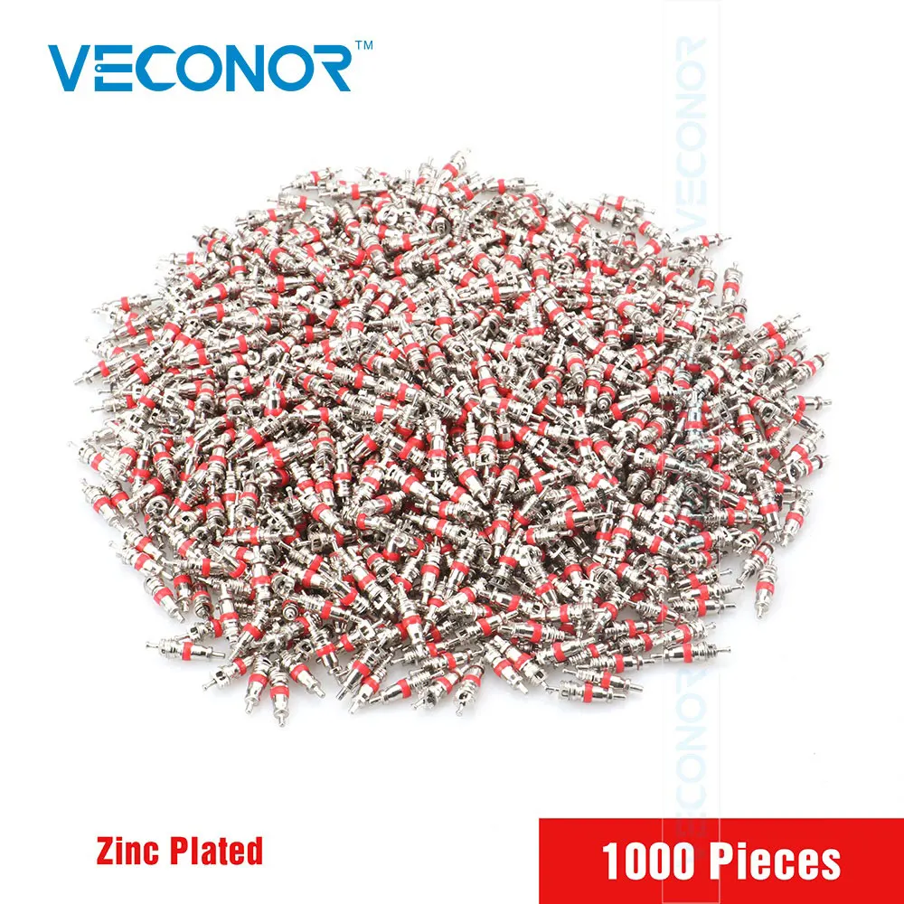 

Veconor 1000Pcs Metal Silver Tone Red Car Truck Tire Tyre Valve Stem Core Replacement Part Zinc Plated Surface