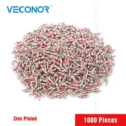 Veconor 1000Pcs Metall Silber Ton Rote Auto Lkw Reifen Reifen Ventil Stem Core Ersatz Teil Verzinkt Oberfläche