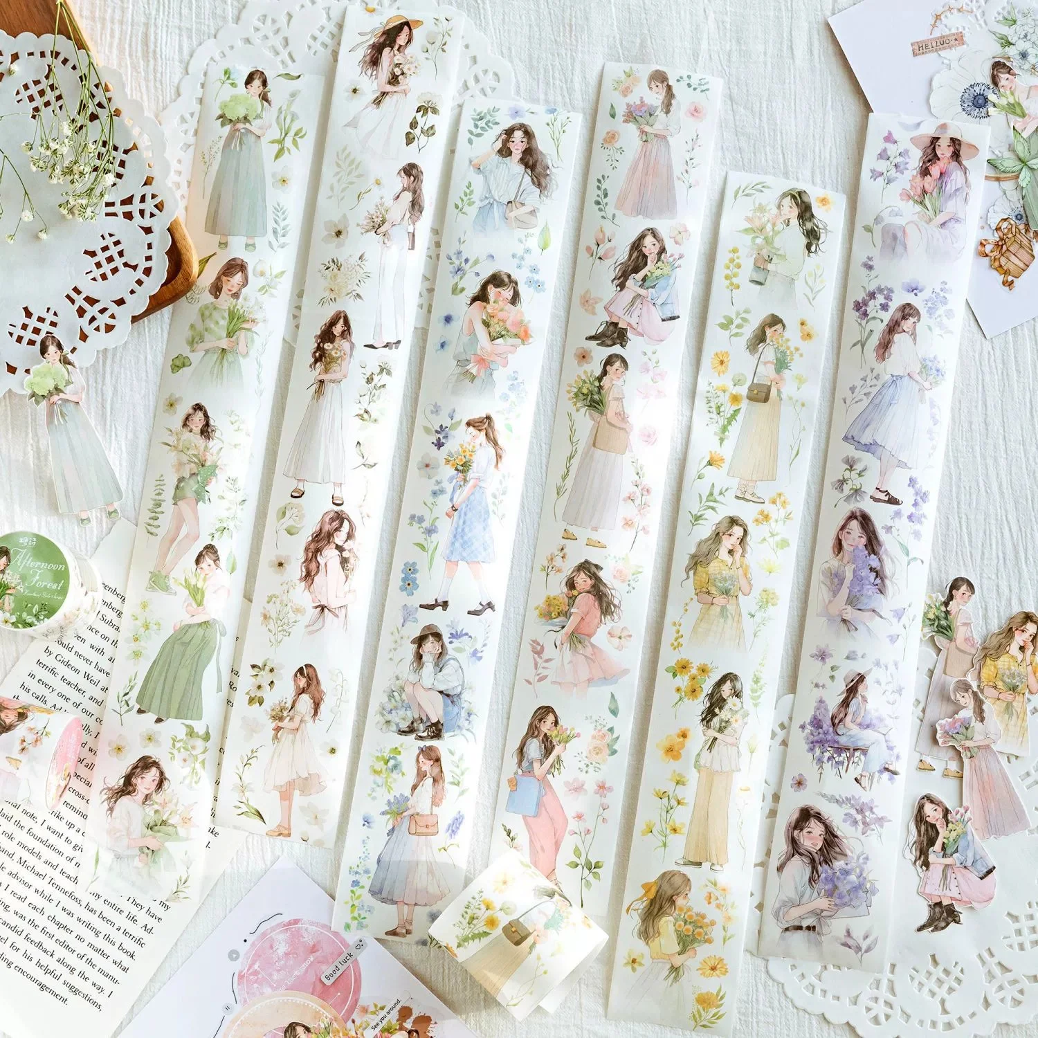 

1 PCS Heartthrob Girl Series Washi Tape, Cute Fresh Collage Scrapbook DIY Decoration Removable Sticker
