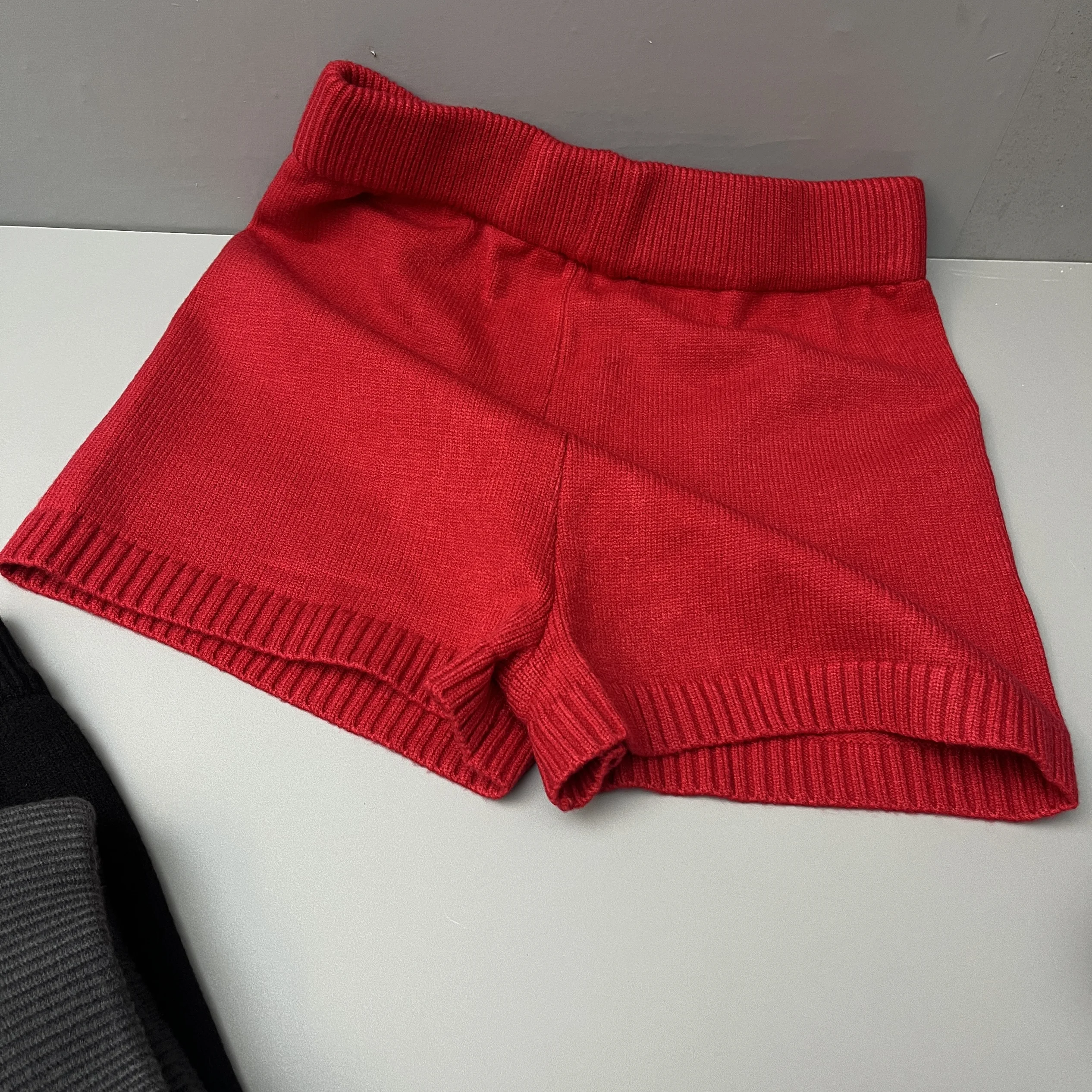 Bla Pantaloni ort lavorati a maglia Donna Autunno Inverno Faion Pantaloni a strati base a gamba larga Pendolarismo Sle Vita alta Lunghezza ort
