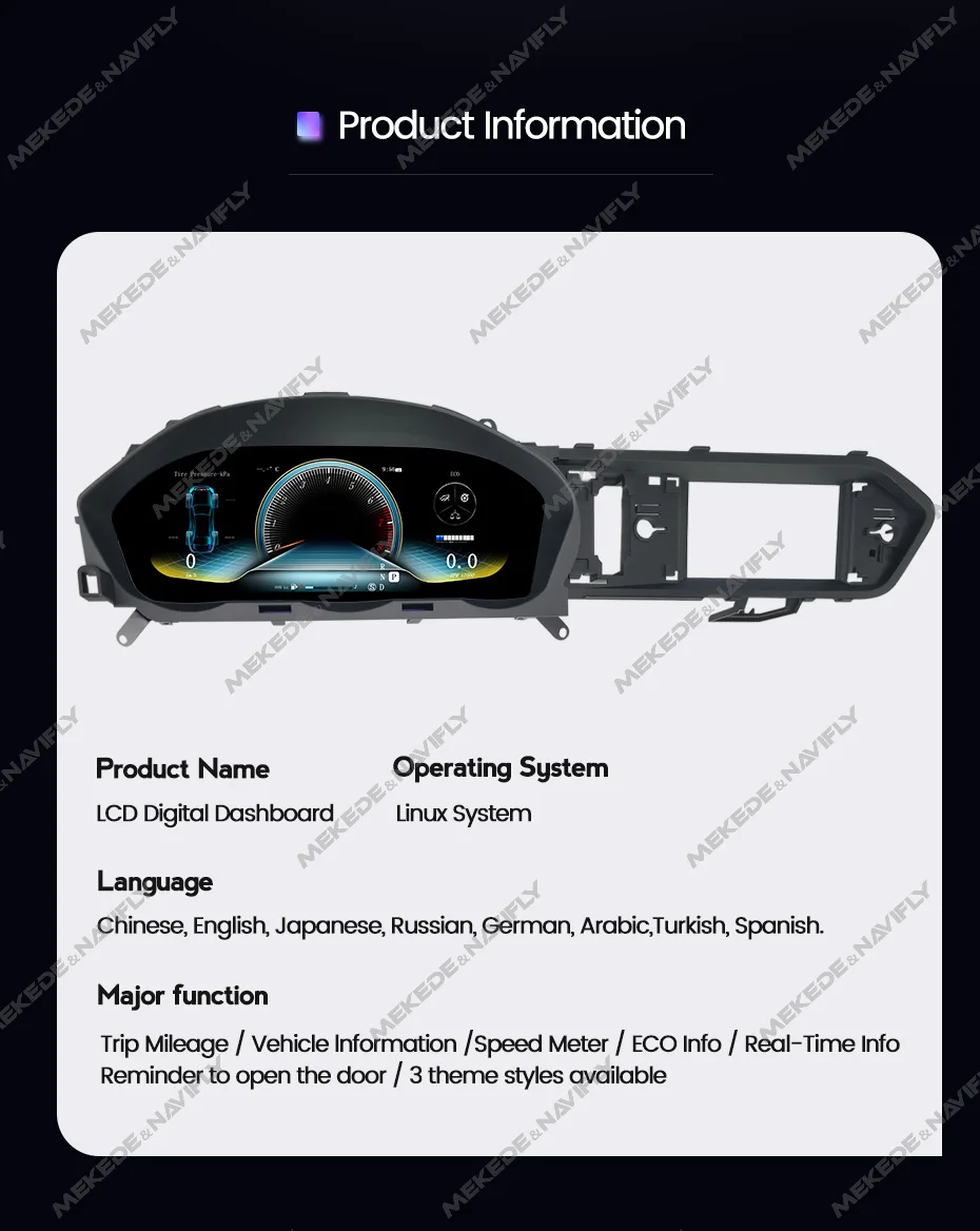 MEKEDE 12.3 Pollici 4 Core Tachimetro Digital Cluster LCD Cruscotto Per Benz Classe C W204 2011-2014 LHD LINUX Sistema