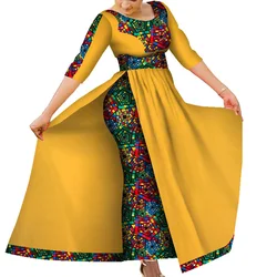 African Women's Dress Fashion Robe Afrcaine Femme Lady Evening Gowns Party  Bazin Riche Traditional Ankara Print Lady Dress Cape