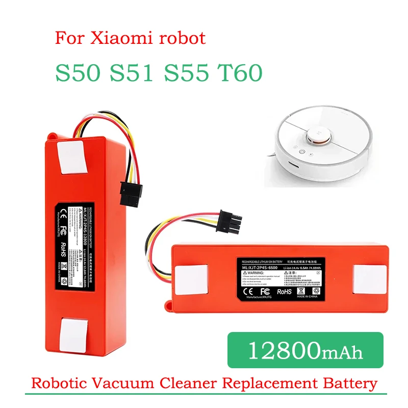 

Оригинальный запасной аккумулятор для робота-пылесоса Xiaomi Roborock S55 S60 S65 S50 S51 MAX S6, 14,4 В, 12800 мАч, запчасти