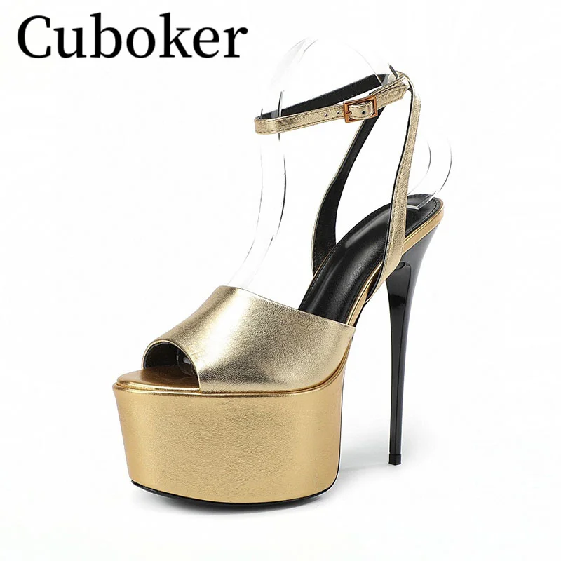 

2024 Luxury Runway Platform Banquet Sandals Peep toe Pumps Super High Heels Leather Women Sandals Sexy Ladies Pumps for Woman