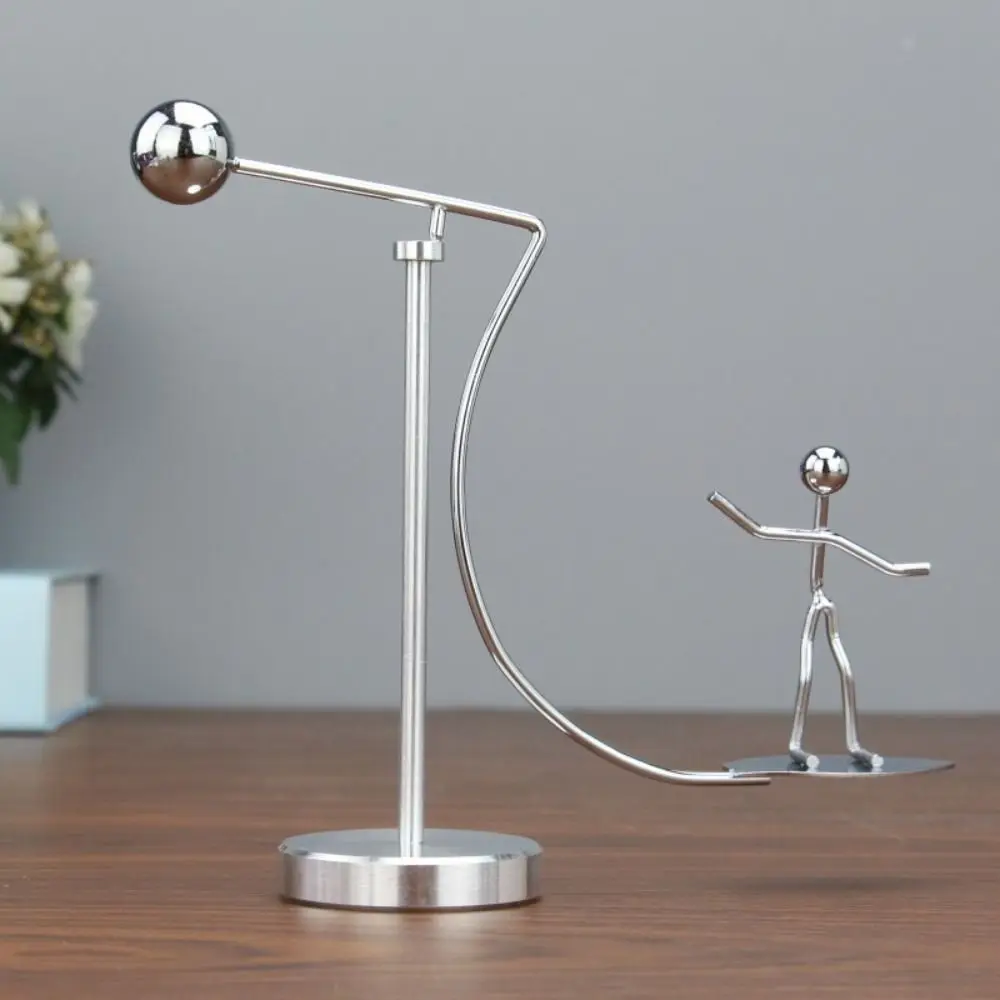 Stainless Steel Balance Ball Toy Pendulum Cradle Weightlifter Kinetic Art Balance Iron Man Ornaments Early Education Tools