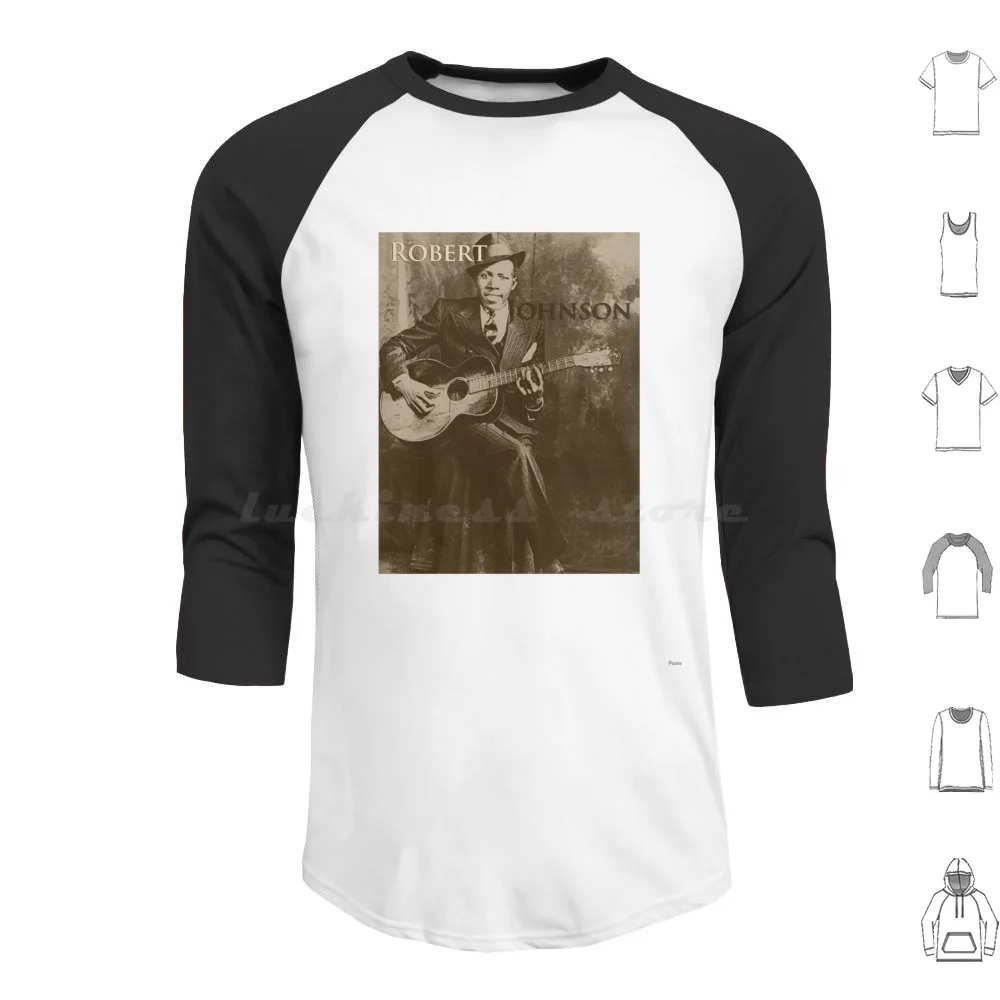 Robert Johnson Hoodies Long Sleeve Robert Johnson Blues Classic Blues Crossroads Jazz Guitarist Musician Music Sepia