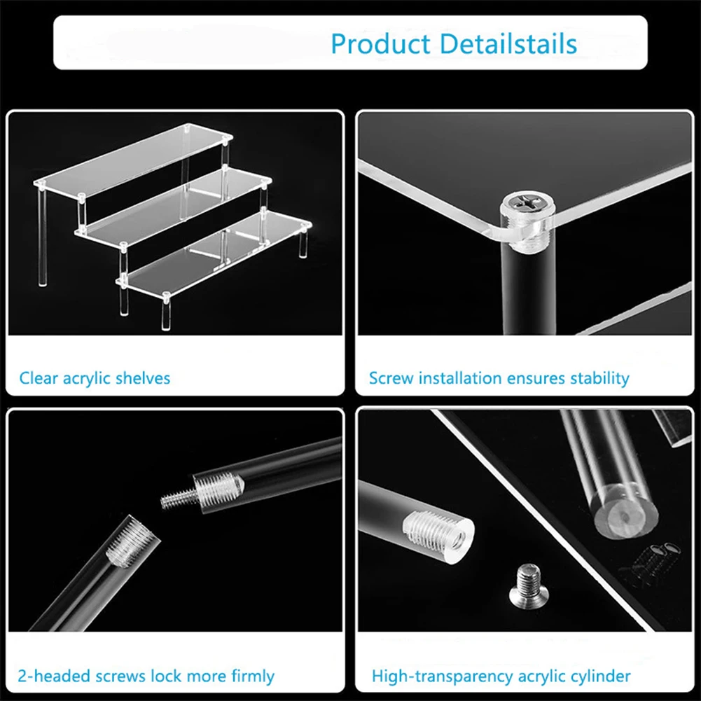 1-3 Layers Acrylic Display Stand Clear Display Riser Perfume Figurine Transparent Storage Rack Anime Figures Cupcake Shelf