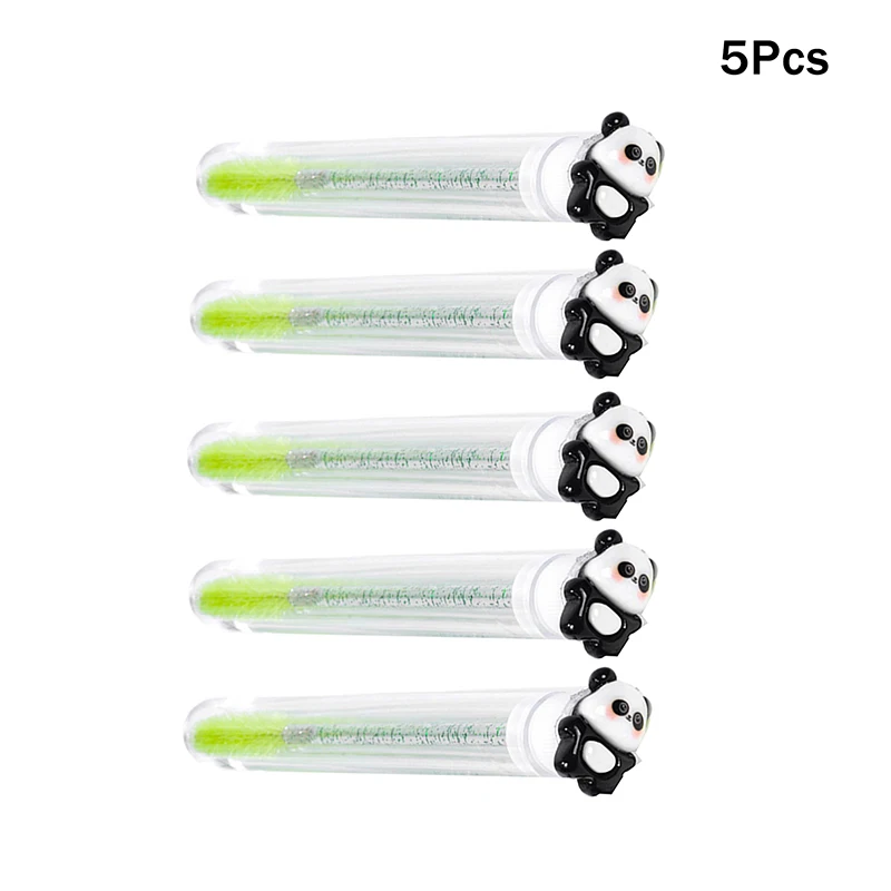 1/2/5Pcs Lash Mascara Wands Eyebrow Comb Spoolies Applicators Makeup Tools Cute Panda Bamboo Eyelash Brush Tubes With Crystal