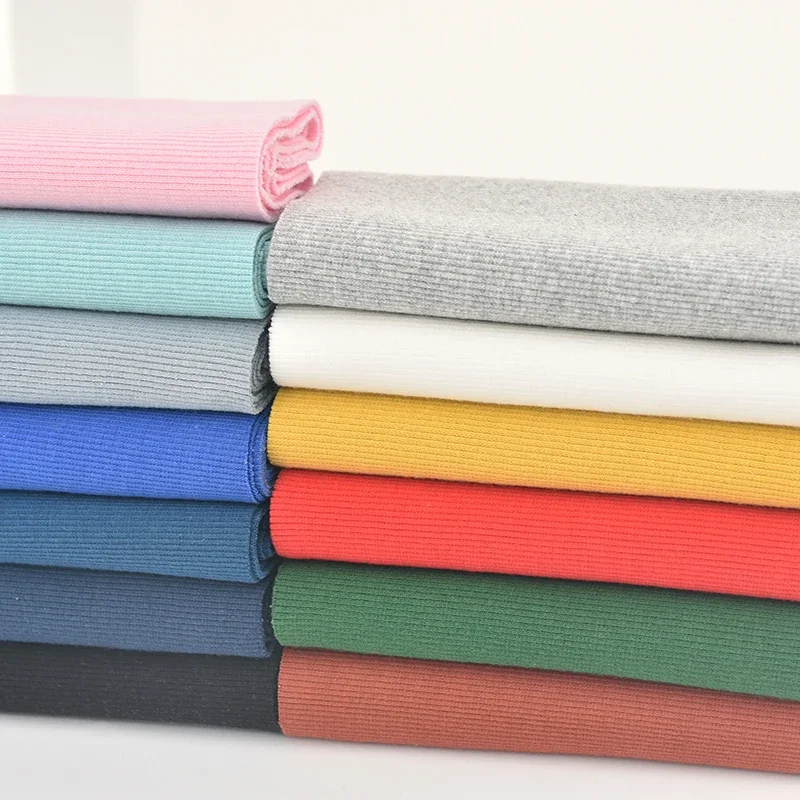 Pure Cotton Knitted Elastic Thread Fabric Collar, Cuffs, Hem, Ribbed Closure Fabric Knitted 2 * 2 Ribbed Pull Frame