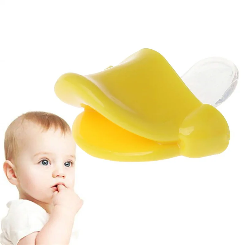 Chupete de silicona de 1/10 piezas para bebé, tetina divertida para niños pequeños, dientes de ortodoncia, labios, beso, pato amarillo, alimentación