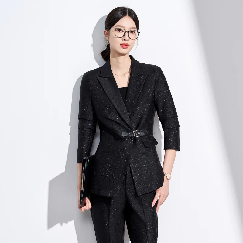 Women's Suit Set for Spring and Autumn, New High-End Professional Outfit for Jewelry Store and Beauty Salon Managers, Small Blaz