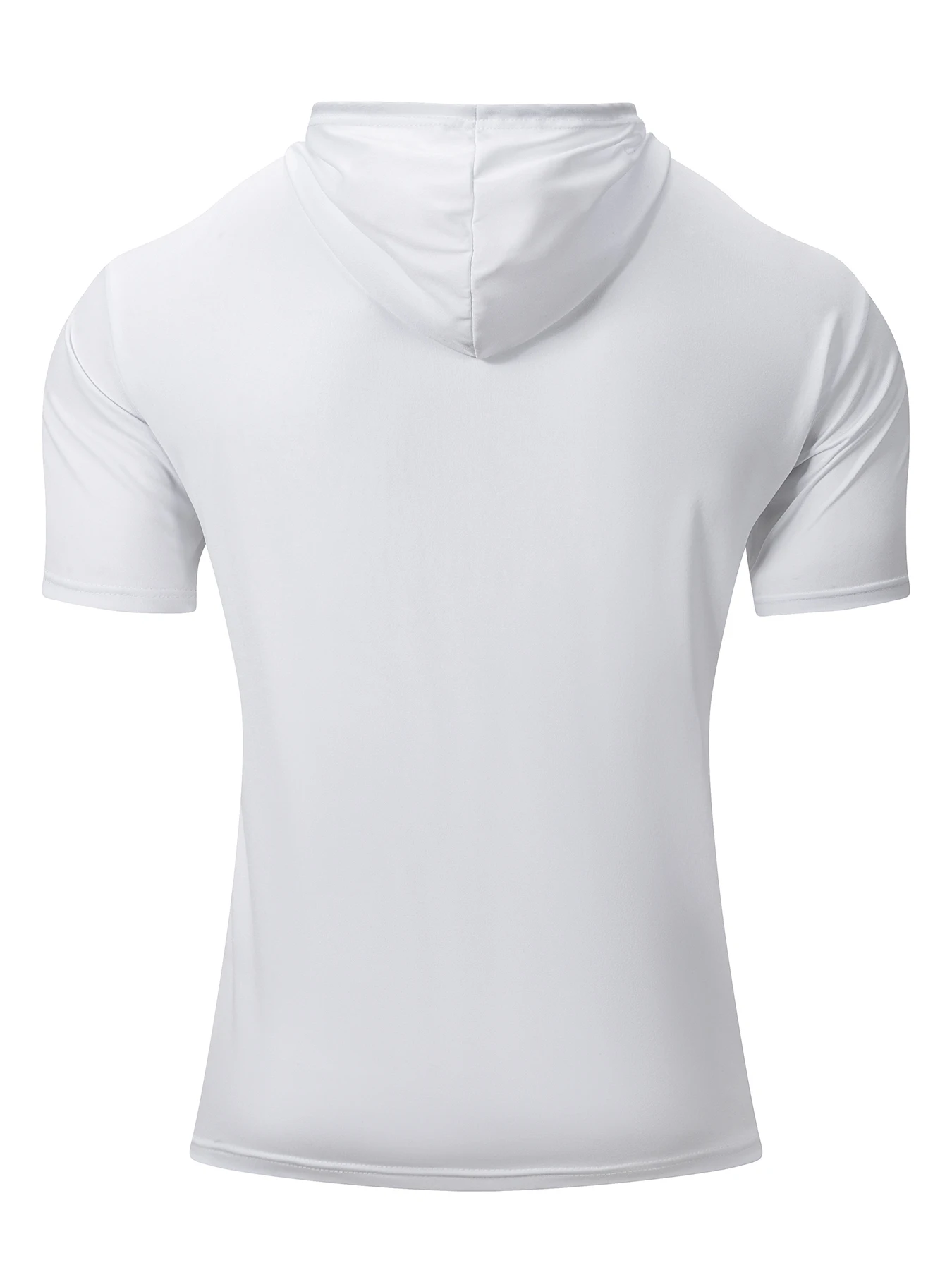 Sommer männer Mit Kapuze Sweatwear Casual Kurzarm Lose T-shirt Einfarbig Leichte Hoodie Fitness Atmungsaktive Tops – Detail 5
