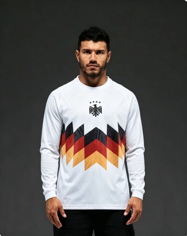 Men's Long-sleeved T-shirt German Fan Jersey Breathable and Lightweight Suitable for Training Games Fitness Streetwear  Harajuku