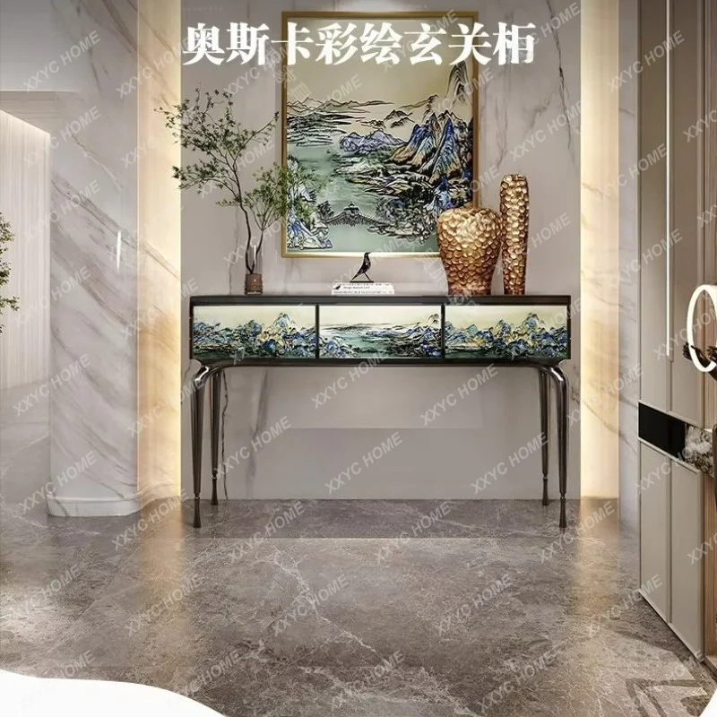 XXpainted diamond entrance table villa household wall table light luxury solid wood storage locker