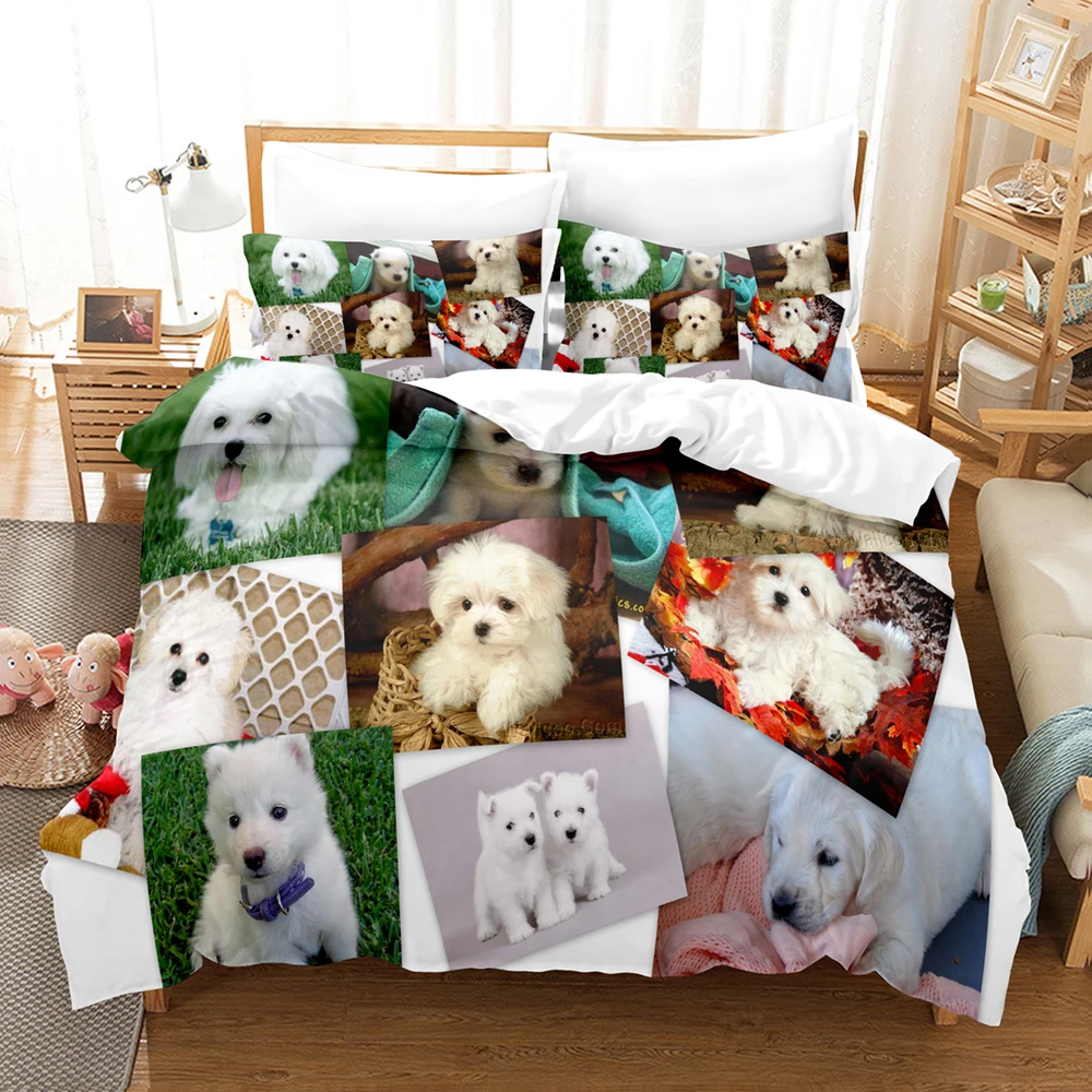 Dropshipping Bedclothes Bedroom Comforter Set Twin Size Bedding Set 100% Bamboo Fiber Duvet Set Pillowcases Cartoon Pet Cat Dog