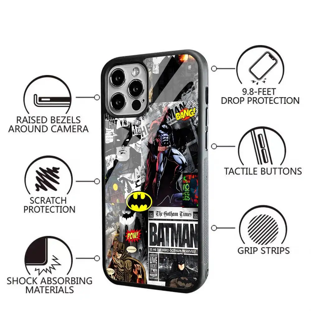 Cool-H-Batmans-S Fashion MagSafe hoesje met magnetische draadloze oplaadfunctie voor iPhone 11 12 13 14 15 16 17 Pro