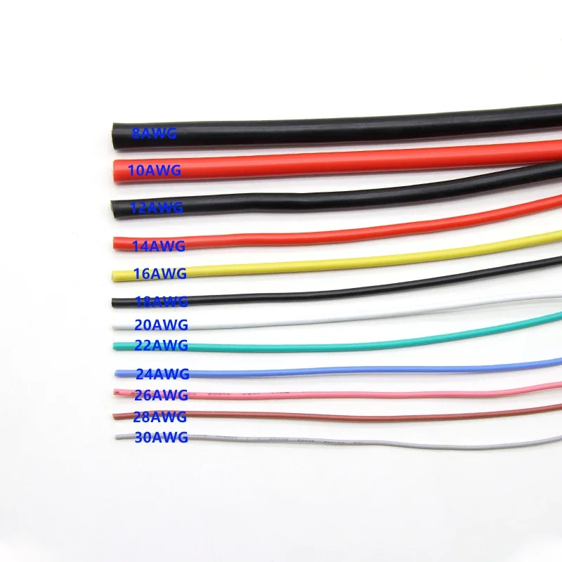 5/10M High Voltage 3KV-3239 Silicone Wire 30/28/26/24/22/20/18/16/14/12/10/8AWG Aircraft Model Battery Stranded Copper Wires