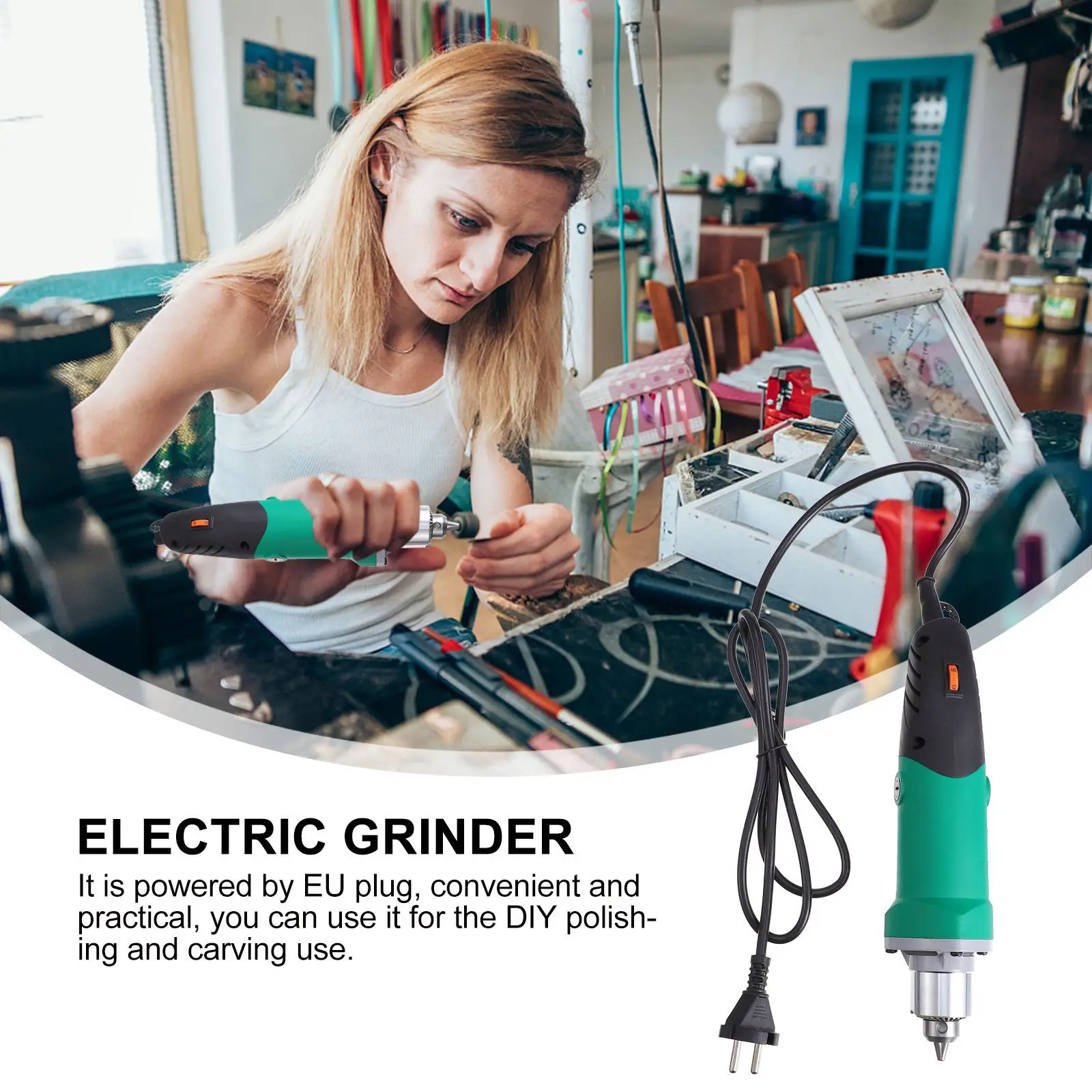 Herramienta rotativa eléctrica de 500W, 220V, 6,5 Mm, rectificadora de alta velocidad, 35000Rpm, Kit de tallado de potencia ajustable de 6 niveles, herramienta de reparación