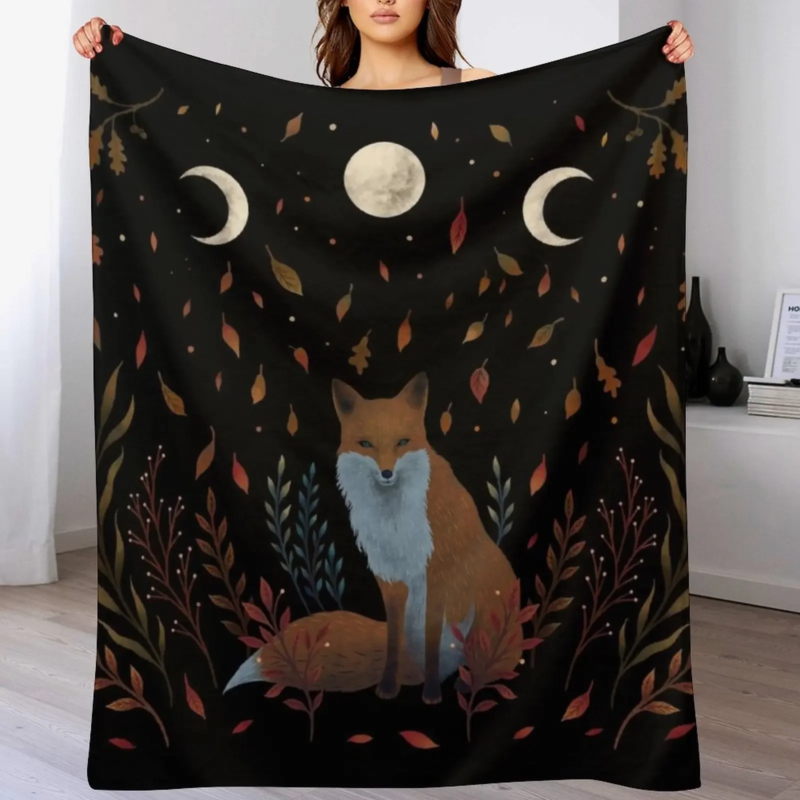 

Autumn Fox Throw Blanket halloween Vintage Nap sofa bed Blankets