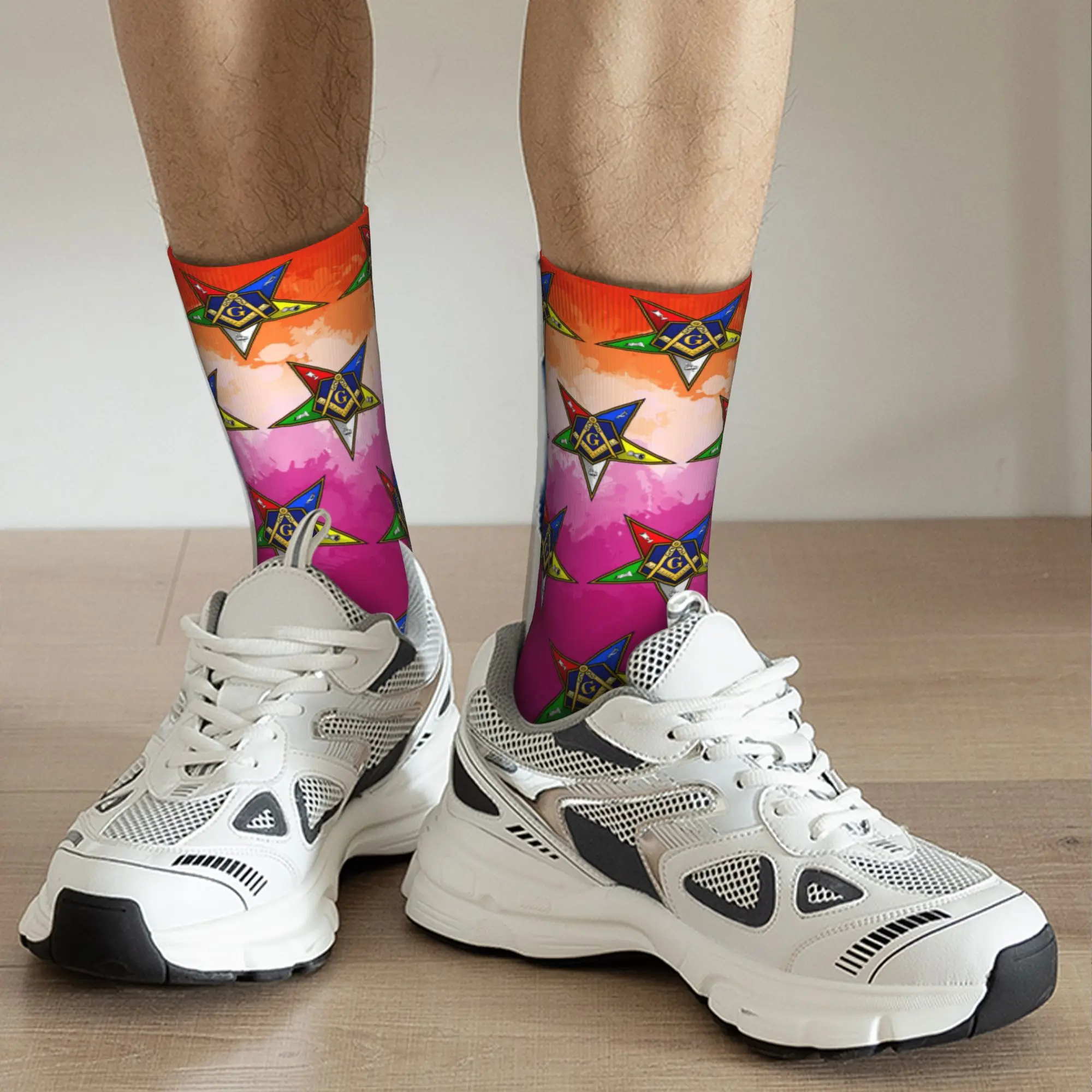 Custom Order Of The Eastern Star Lesbian Pride Paint Dress Socks for Men Women Warm Funny Novelty Gay Pride LGBT GLBT Crew Socks
