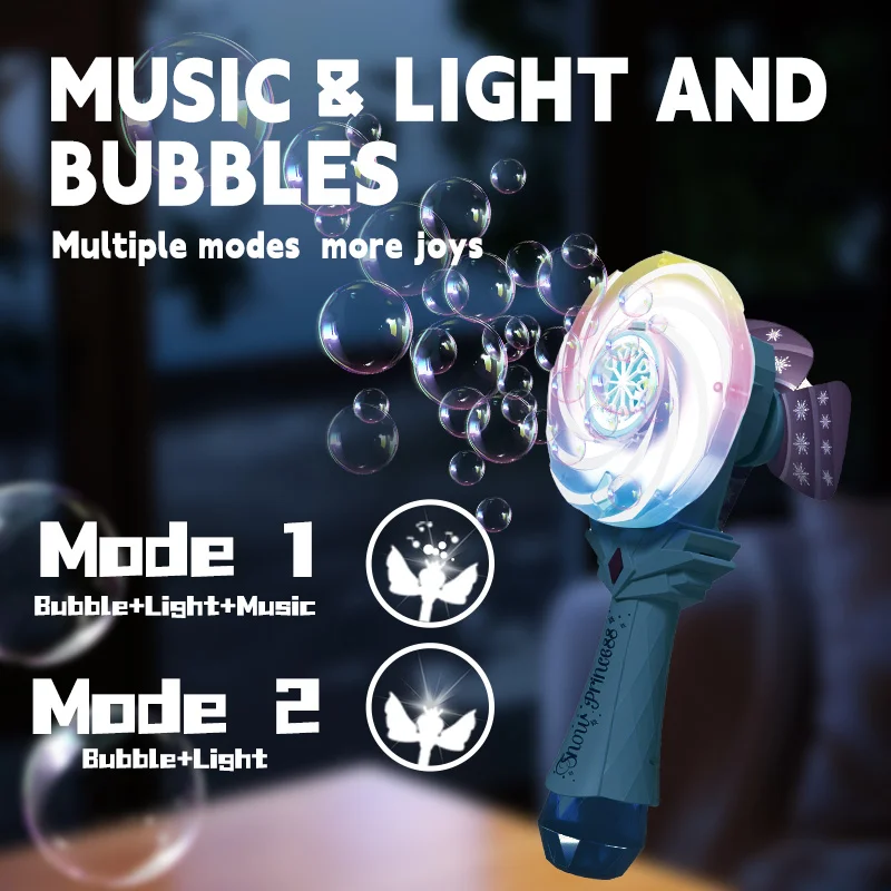 Seifenblasengebläse für Kinder, handgehaltener elektrischer neuer Windmühlen-Seifenblasenstab, Spielzeug für kleine Mädchen