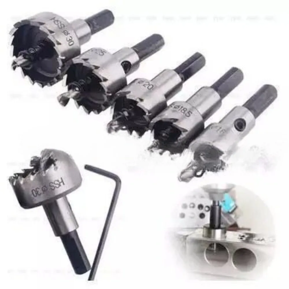

HSS Hole Saw Drill Bit Set | Metal Sheet Hole Cutter for Iron Plate & Stainless Steel - Professional Hole Enlarger for Thin