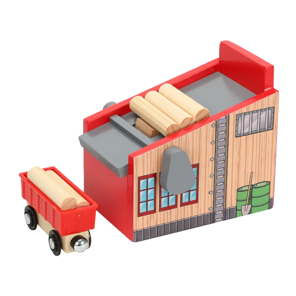 1Set Wooden Train Track Accessories Educational Plaything Children Learning Lumber Camp Wood Blocks Gift Wooden Train Toy