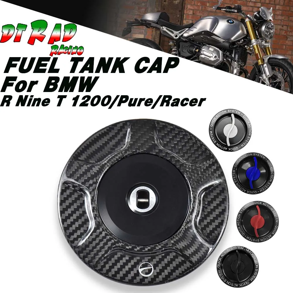 For BMW R Nine T 1200/Pure/Racer Carbon Fiber Quick Action Fuel Filler Cover Motorcycle Key System Lockable Gasoline Tank Cap